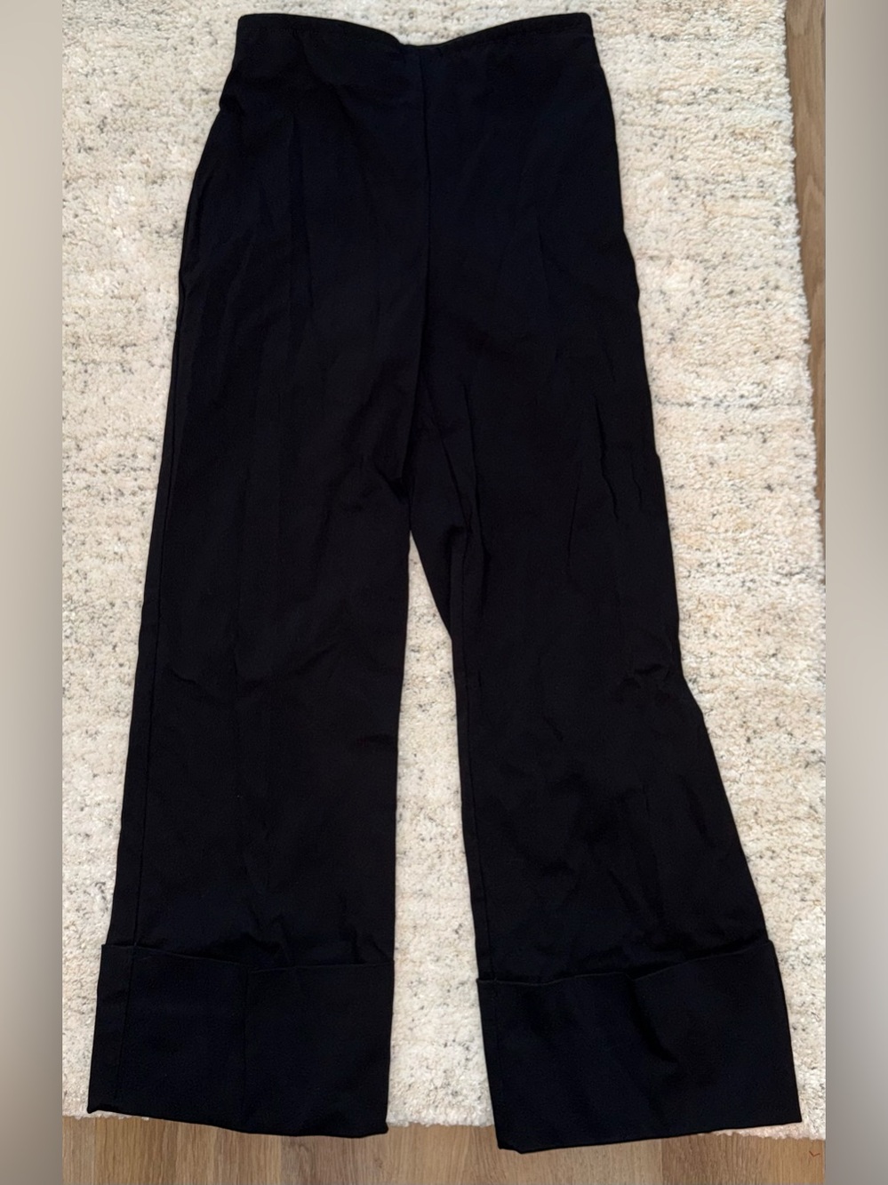 Marla Wynne Black Wide Leg Pants Women’s US 2 Pull On Stretch Cuffed Hem